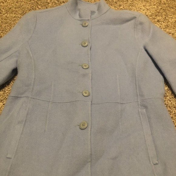 Alexandra Bartlett Women's 100% Wool Button Blazer Coat Jacket blue petites PM - Picture 6 of 16